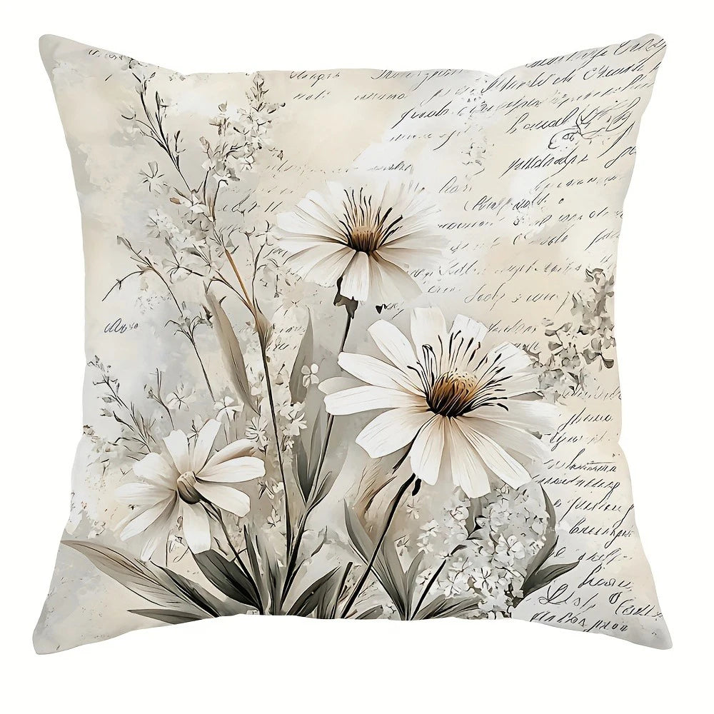 Vintage Blumen Schrift Kissenbezug