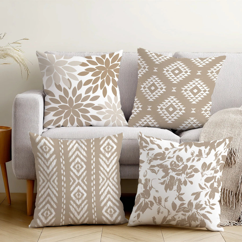 Boho Geometrisch Taupe Kissenbezug