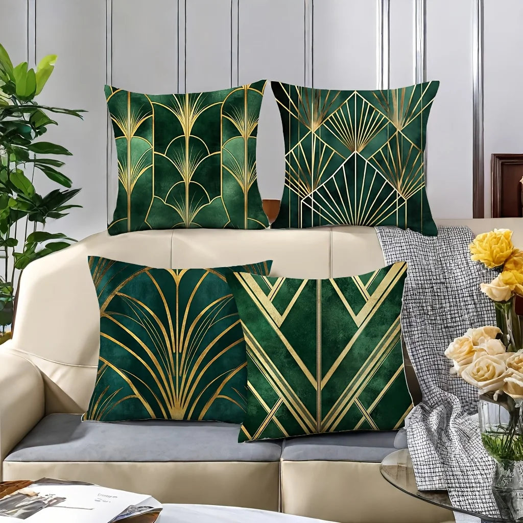 Grün-Gold Art Déco Kissenbezug