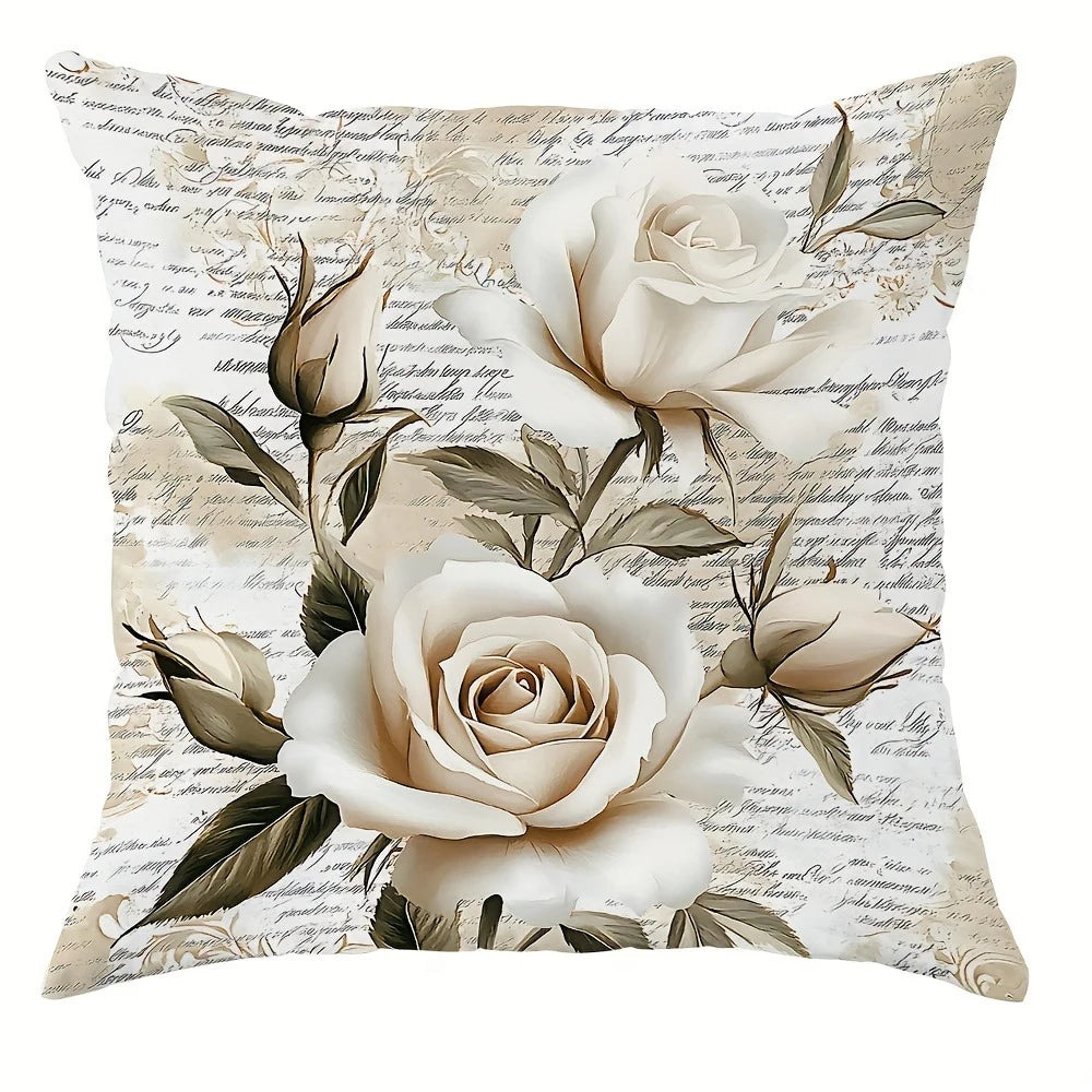 Vintage Blumen Schrift Kissenbezug