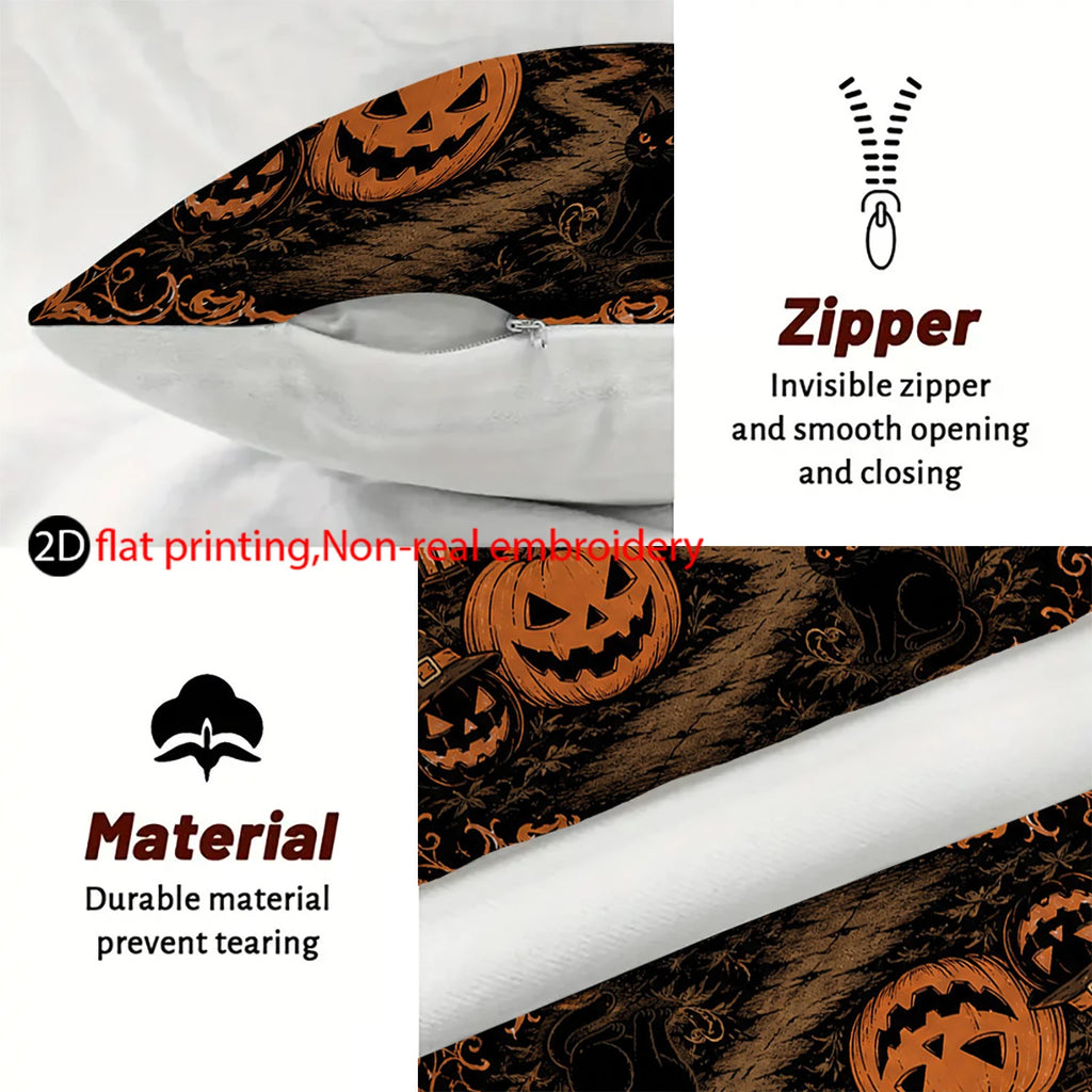 4er Halloween Kürbis Kissenbezug