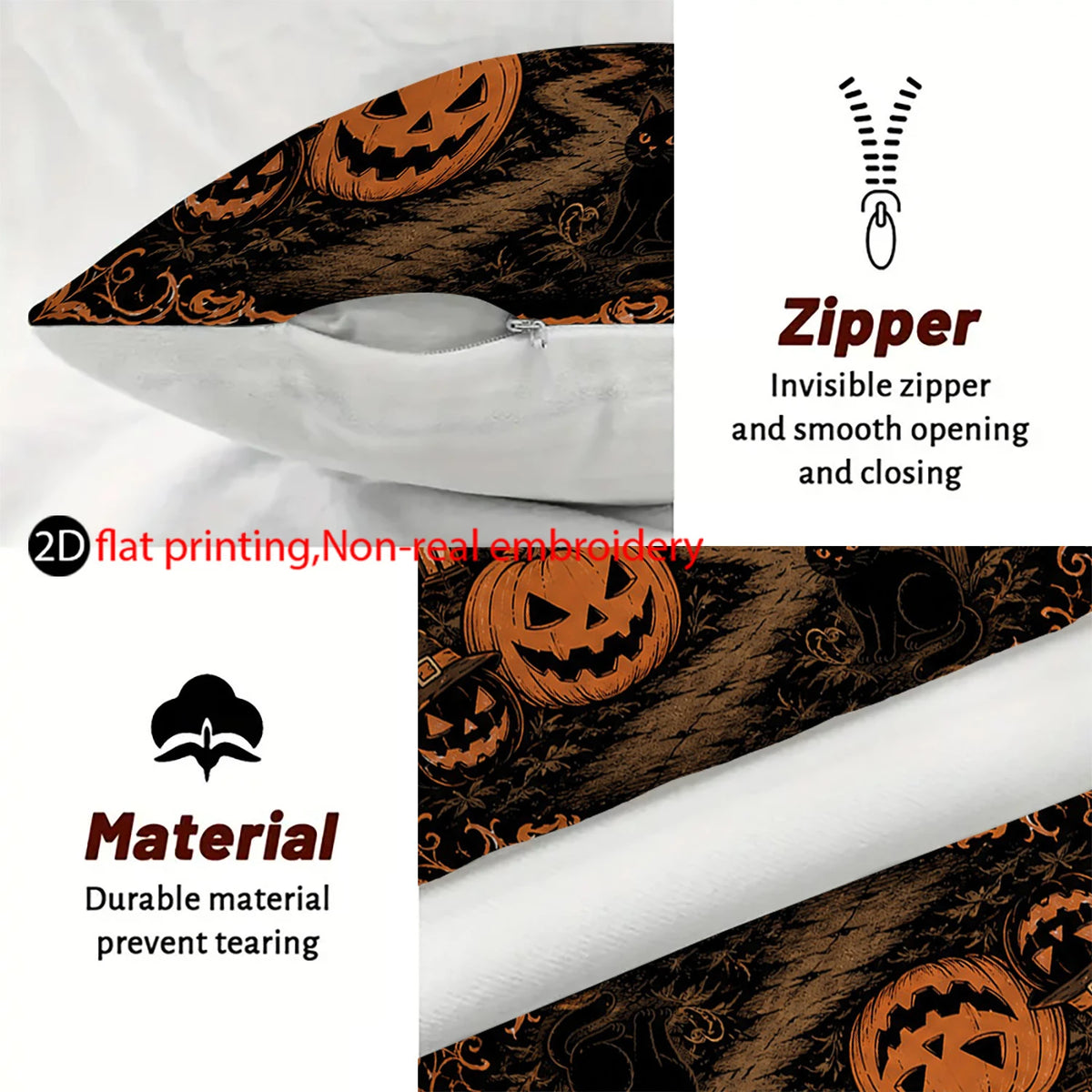 4er Halloween Kürbis Kissenbezug