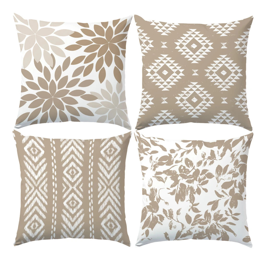 Boho Geometrisch Taupe Kissenbezug