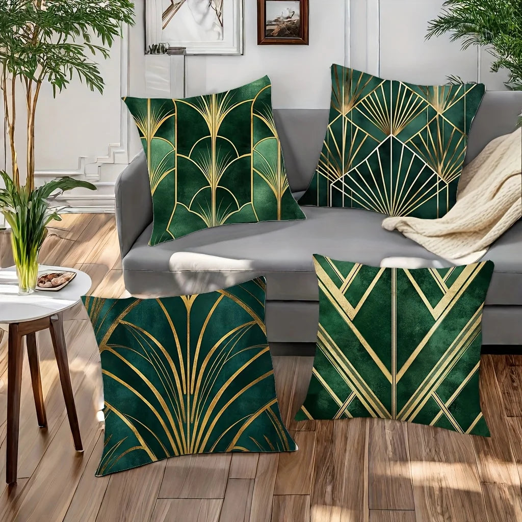 Grün-Gold Art Déco Kissenbezug