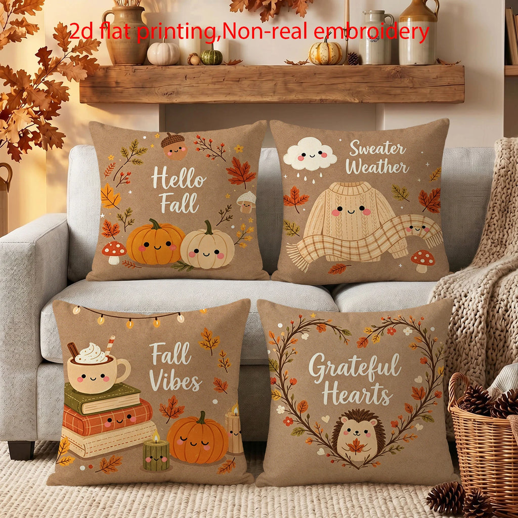 4er Herbst Farmhouse Kissenbezug