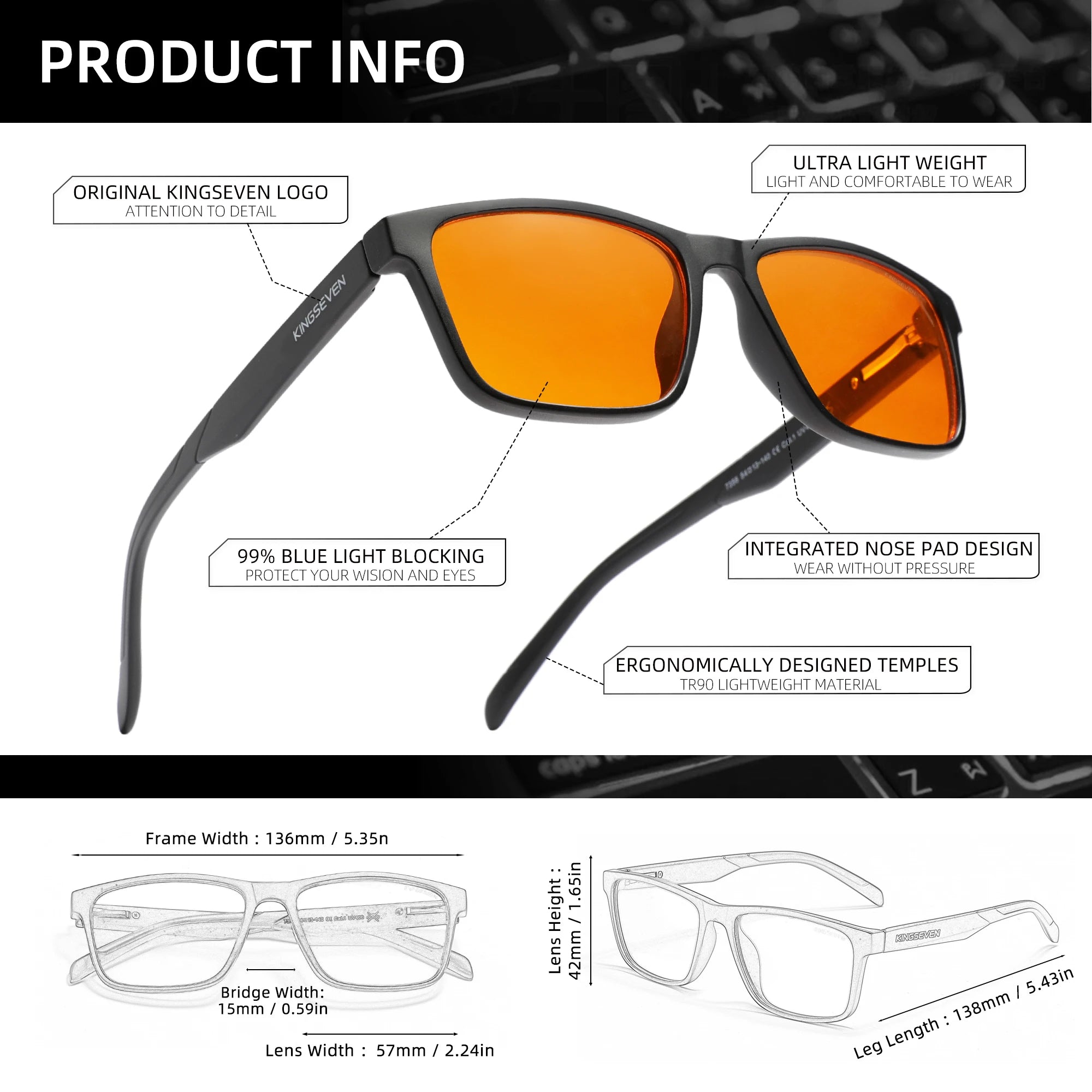KINGSEVEN Anti-Blue Light Brille