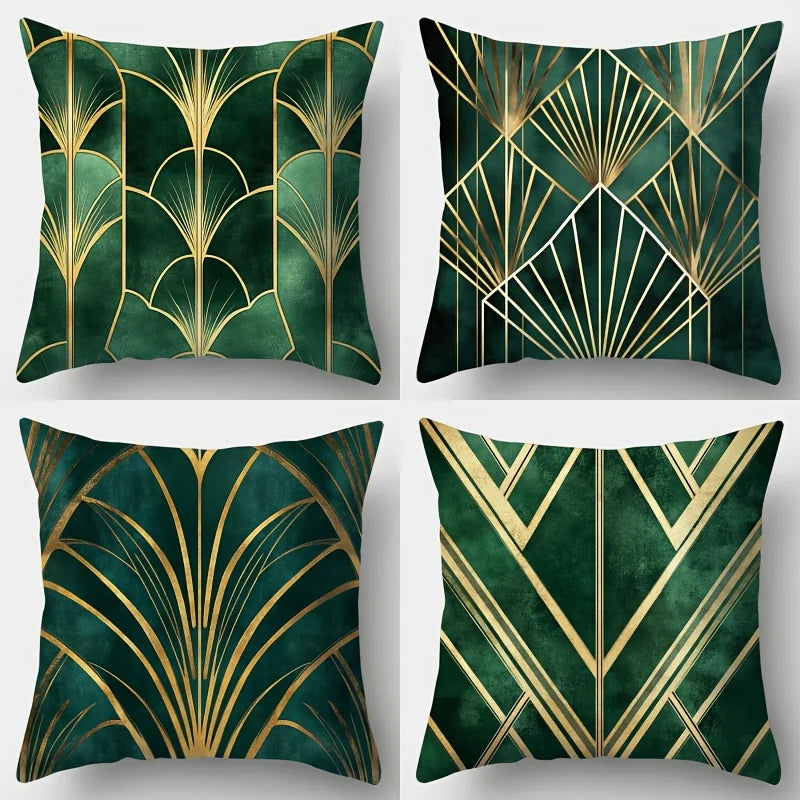 Grün-Gold Art Déco Kissenbezug