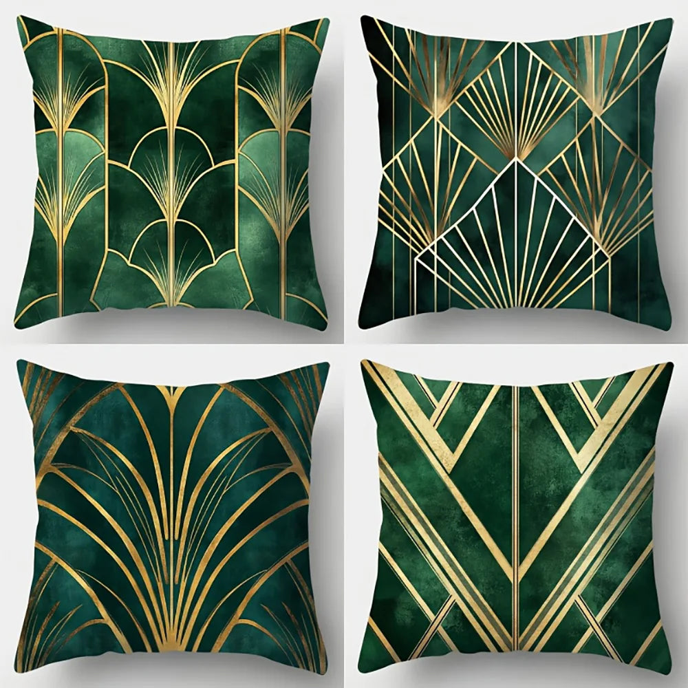 Grün-Gold Art Déco Kissenbezug