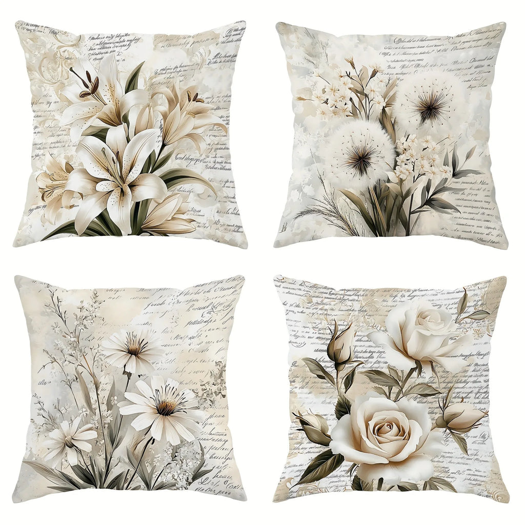 Vintage Blumen Schrift Kissenbezug