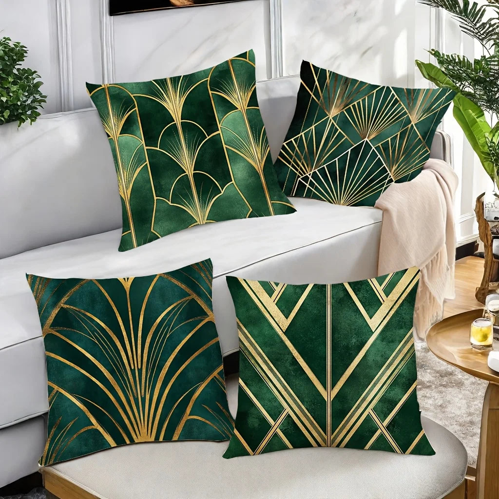 Grün-Gold Art Déco Kissenbezug
