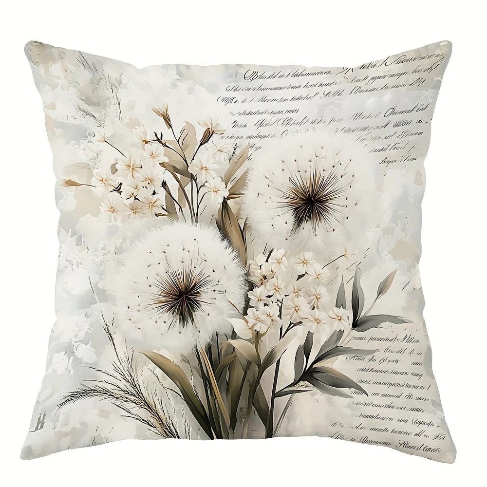 Vintage Blumen Schrift Kissenbezug