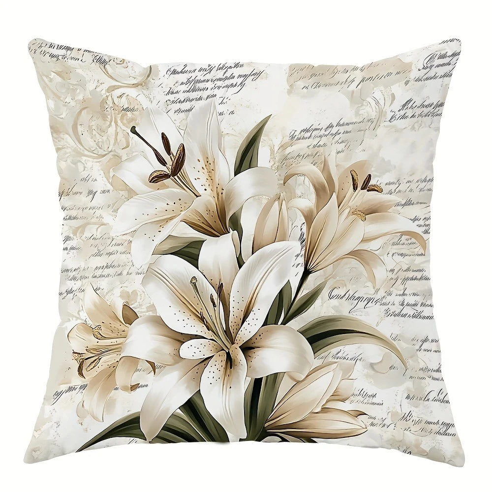 Vintage Blumen Schrift Kissenbezug